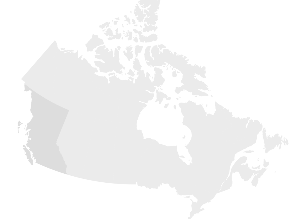 Map of Canada with British Columbia highlighted