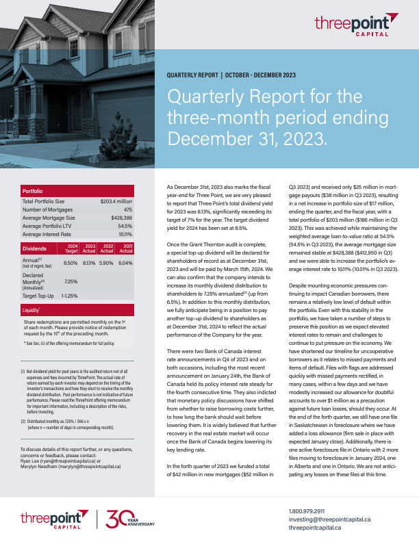 October - December 2023 Quarterly Report cover